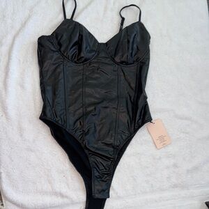 Black Leather Bodysuit